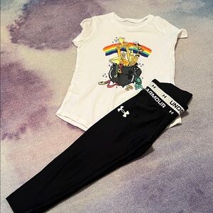 Under Armour Black Leggings and Graphic Tee Set